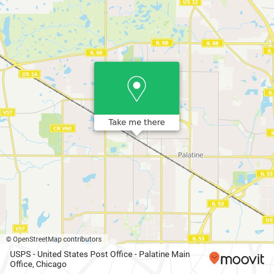USPS - United States Post Office - Palatine Main Office map