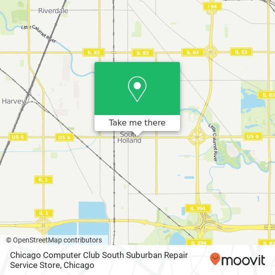 Mapa de Chicago Computer Club South Suburban Repair Service Store