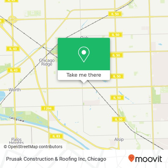 Prusak Construction & Roofing Inc map