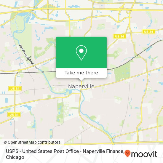 USPS - United States Post Office - Naperville Finance map