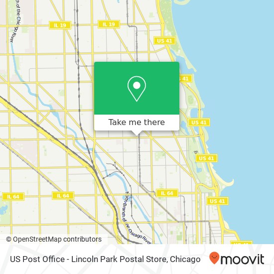 US Post Office - Lincoln Park Postal Store map