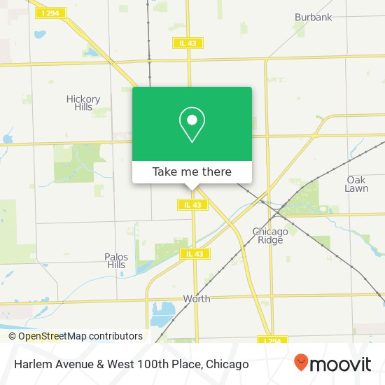 Harlem Avenue & West 100th Place map