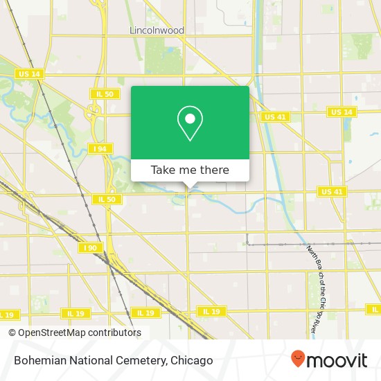 Bohemian National Cemetery map