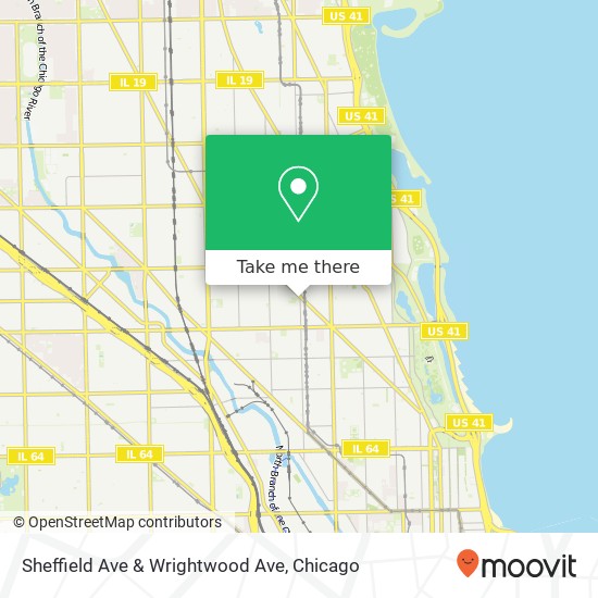 Sheffield Ave & Wrightwood Ave map
