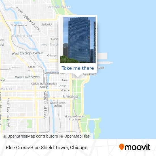 Blue Cross-Blue Shield Tower map