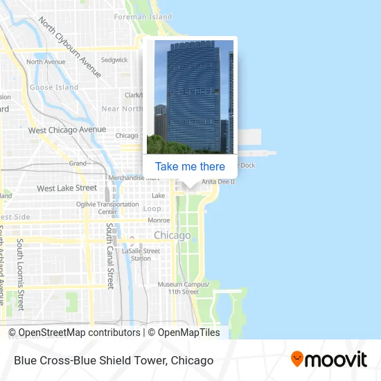 Blue Cross-Blue Shield Tower map
