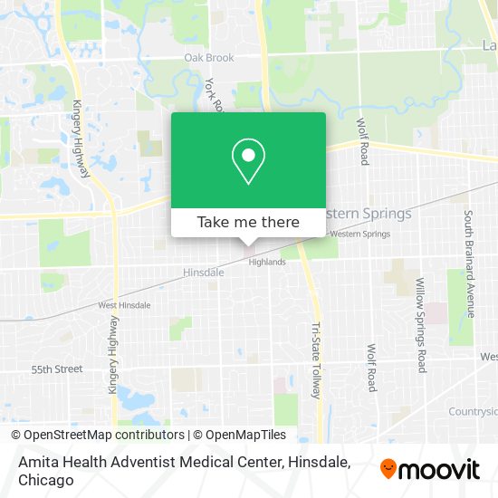 Amita Health Adventist Medical Center, Hinsdale map