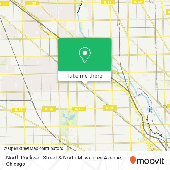 North Rockwell Street & North Milwaukee Avenue map