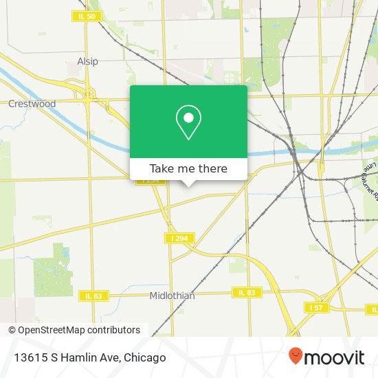 Mapa de 13615 S Hamlin Ave