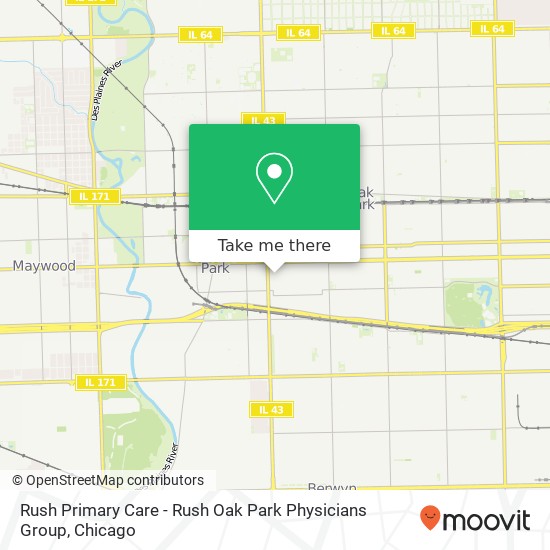 Mapa de Rush Primary Care - Rush Oak Park Physicians Group