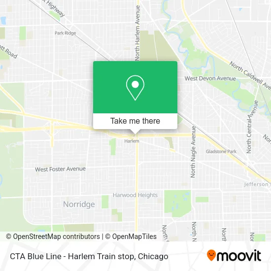 Mapa de CTA Blue Line - Harlem Train stop