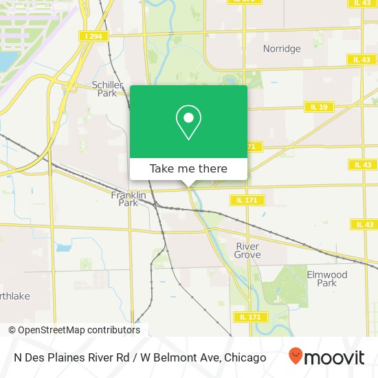 N Des Plaines River Rd / W Belmont Ave map