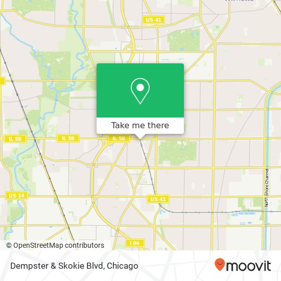 Dempster & Skokie Blvd map