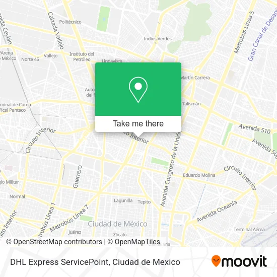 Mapa de DHL Express ServicePoint
