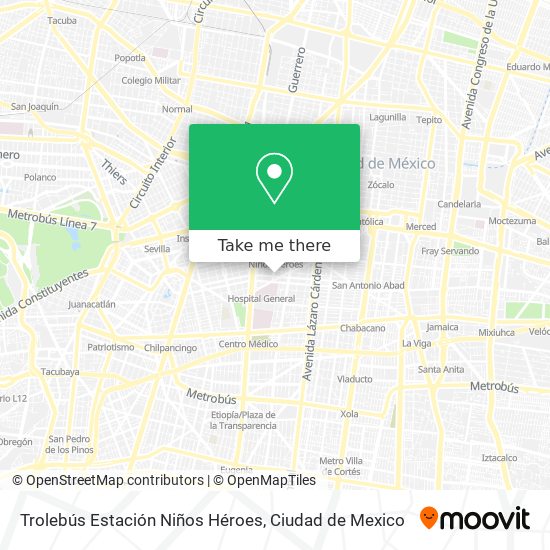 Trolebús Estación Niños Héroes map