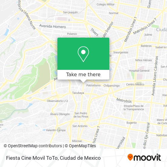 Mapa de Fiesta Cine Movil ToTo