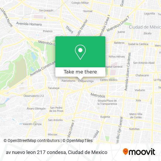 av nuevo leon 217 condesa map