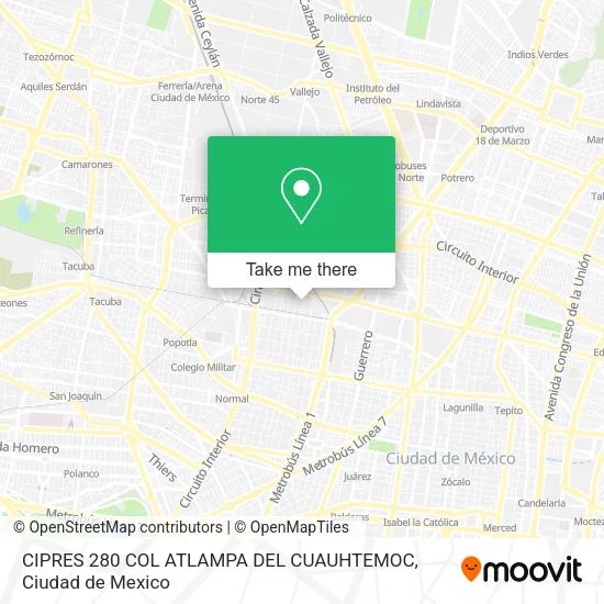 CIPRES  280  COL  ATLAMPA DEL  CUAUHTEMOC map