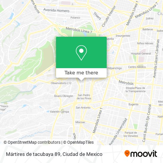 Mártires de tacubaya 89 map