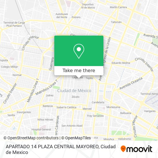 APARTADO 14 PLAZA CENTRAL MAYOREO map