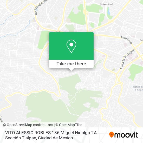 VITO ALESSIO ROBLES  186  Miguel Hidalgo 2A Sección  Tlalpan map