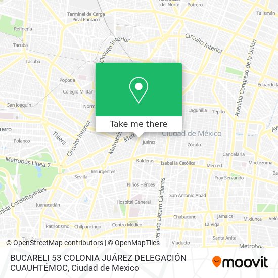 BUCARELI 53  COLONIA JUÁREZ  DELEGACIÓN CUAUHTÉMOC map