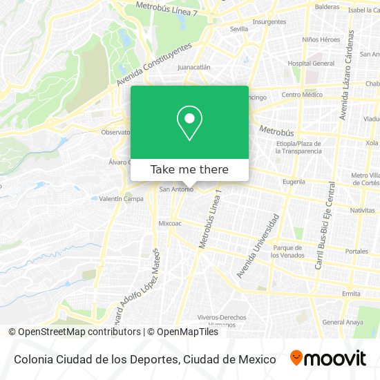 Colonia Ciudad de los Deportes map