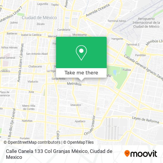 Calle Canela  133  Col  Granjas México map