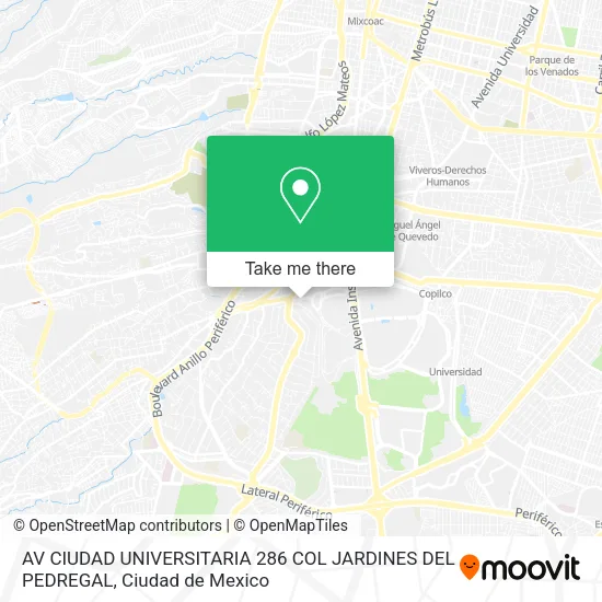 AV CIUDAD UNIVERSITARIA 286  COL  JARDINES DEL PEDREGAL map