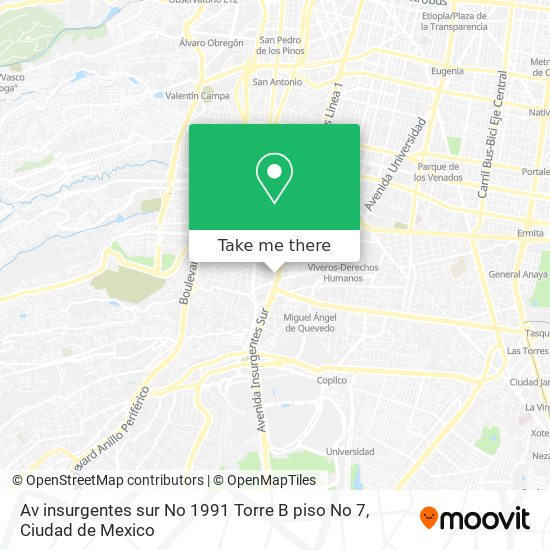 Mapa de Av insurgentes sur No 1991 Torre B piso No 7