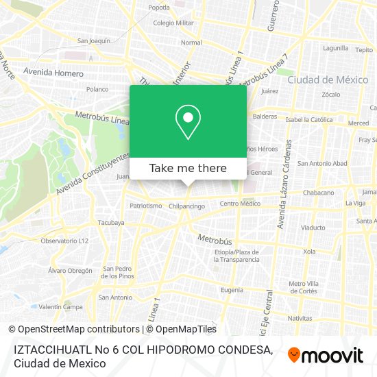 IZTACCIHUATL No  6 COL  HIPODROMO CONDESA map