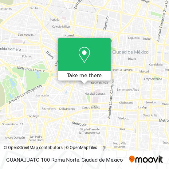 GUANAJUATO 100 Roma Norte map