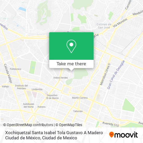 Mapa de Xochiquetzal  Santa Isabel Tola  Gustavo A  Madero  Ciudad de México