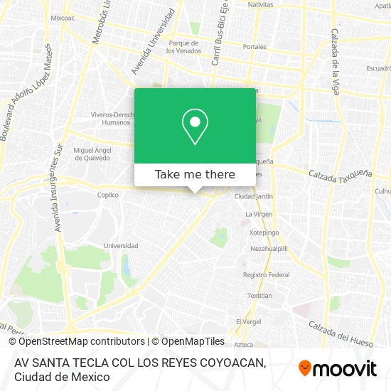 AV SANTA TECLA COL LOS REYES COYOACAN map