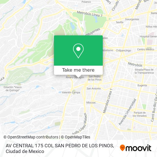 AV  CENTRAL 175  COL  SAN PEDRO DE LOS PINOS map