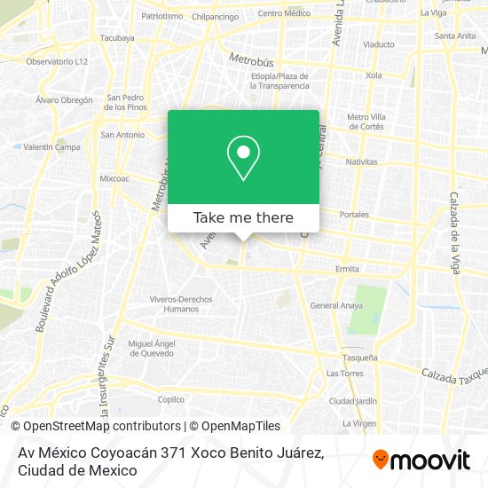 Av  México Coyoacán 371  Xoco  Benito Juárez map