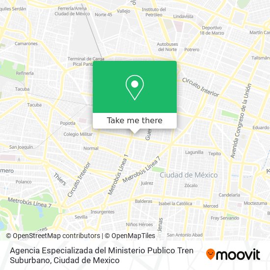 Agencia Especializada del Ministerio Publico Tren Suburbano map