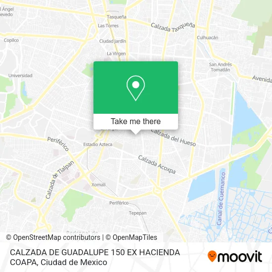 CALZADA DE GUADALUPE 150  EX HACIENDA COAPA map
