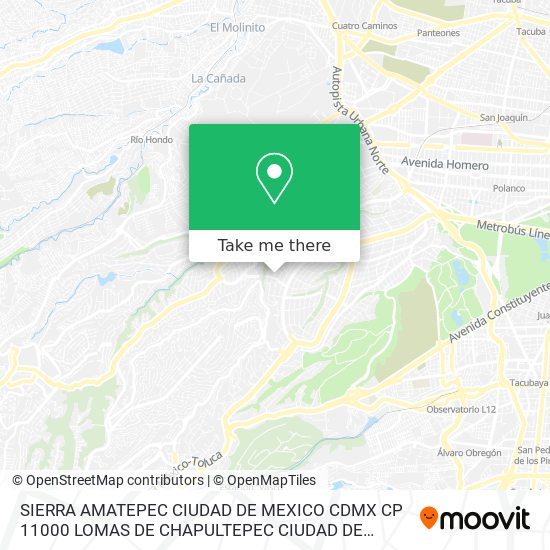 Mapa de SIERRA AMATEPEC  CIUDAD DE MEXICO CDMX  CP 11000  LOMAS DE CHAPULTEPEC CIUDAD DE MEXICO