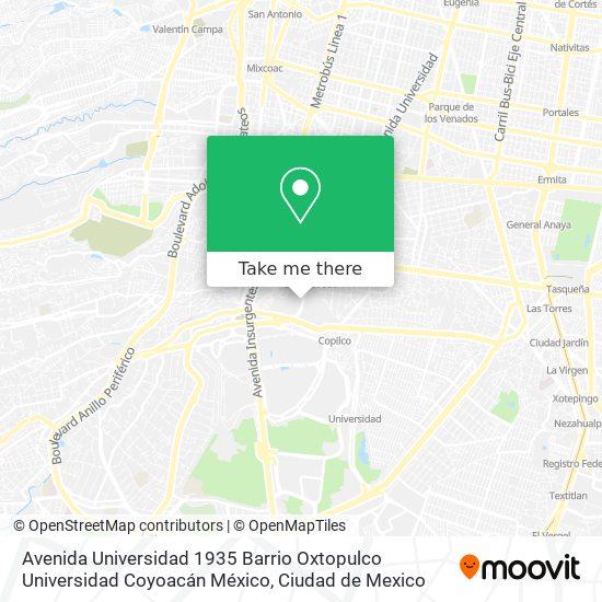Avenida Universidad 1935  Barrio Oxtopulco Universidad  Coyoacán  México map