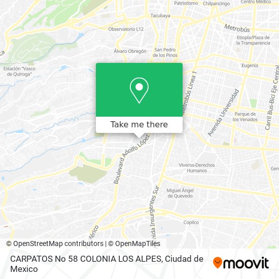 CARPATOS No  58  COLONIA  LOS ALPES map
