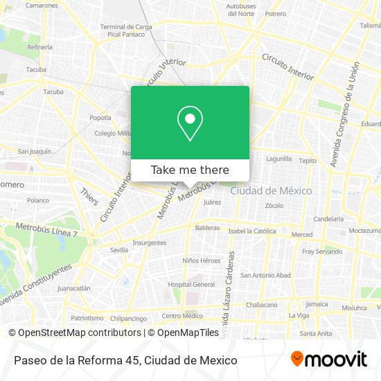 Paseo de la Reforma 45 map