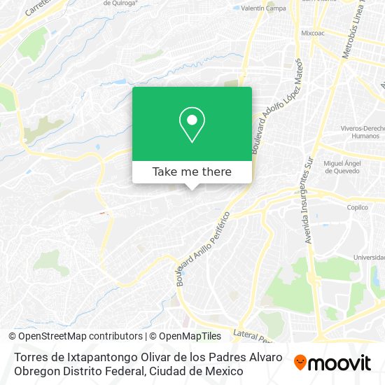 Torres de Ixtapantongo  Olivar de los Padres  Alvaro Obregon   Distrito Federal map