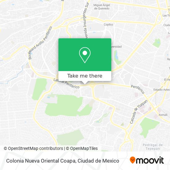 Colonia Nueva Oriental Coapa map