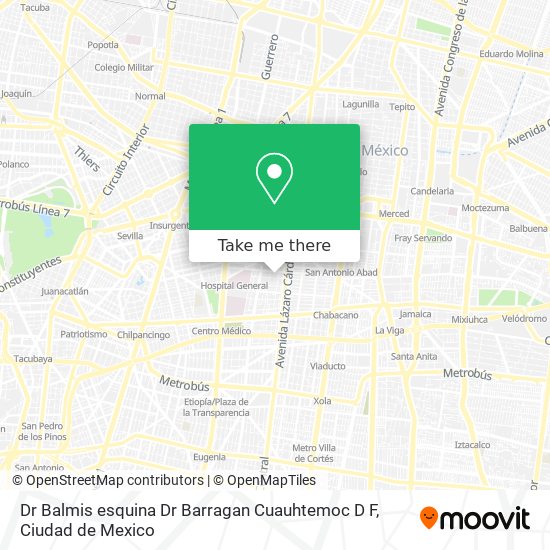 Dr Balmis esquina Dr  Barragan  Cuauhtemoc  D F map