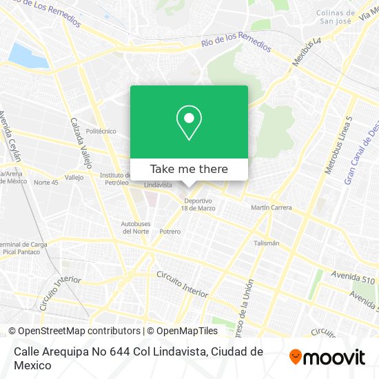 Mapa de Calle Arequipa No  644 Col  Lindavista