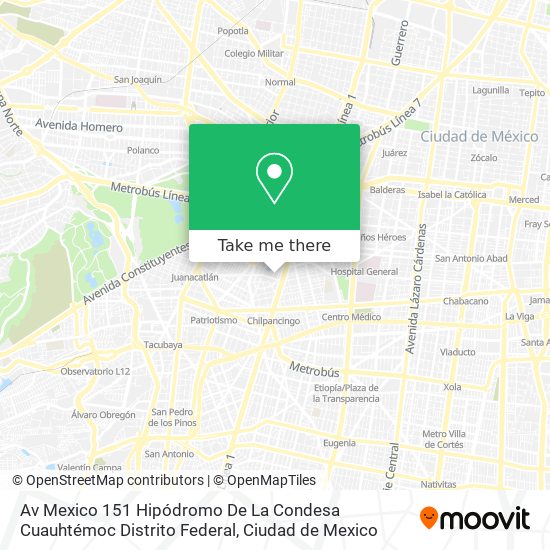 Mapa de Av Mexico 151  Hipódromo De La Condesa  Cuauhtémoc  Distrito Federal