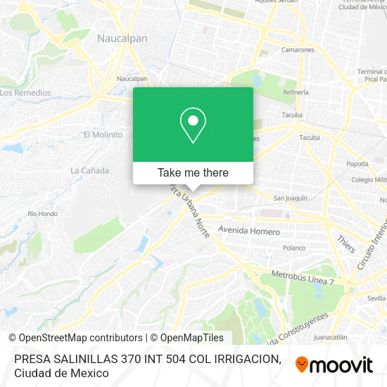 Mapa de PRESA SALINILLAS 370 INT 504 COL  IRRIGACION