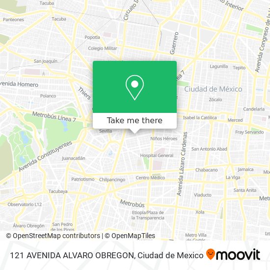 Mapa de 121 AVENIDA ALVARO OBREGON