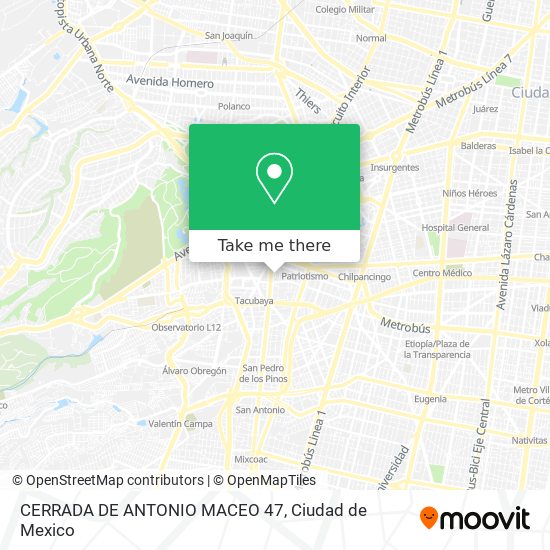 Mapa de CERRADA DE ANTONIO MACEO 47